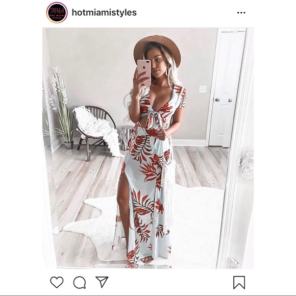 Teal tropical dress - Picture 2 of 5